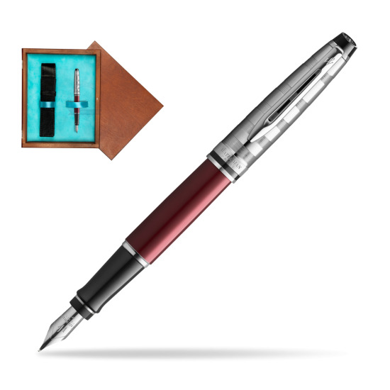 Waterman Fountain Pen Expert DeLuxe Dark Red CT in single wooden box Mahogany Single Turquoise 