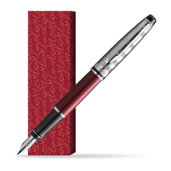 Waterman Fountain Pen Expert DeLuxe Dark Red CT in cover True Love