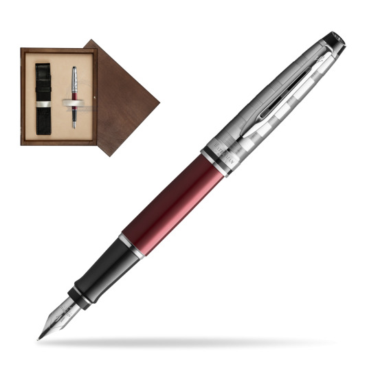 Waterman Fountain Pen Expert DeLuxe Dark Red CT in single wooden box Wenge Single Ecru