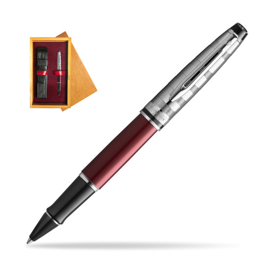 Waterman Expert DeLuxe Dark Red RollerPenna a Sfera in single wooden box Honey Single Maroon