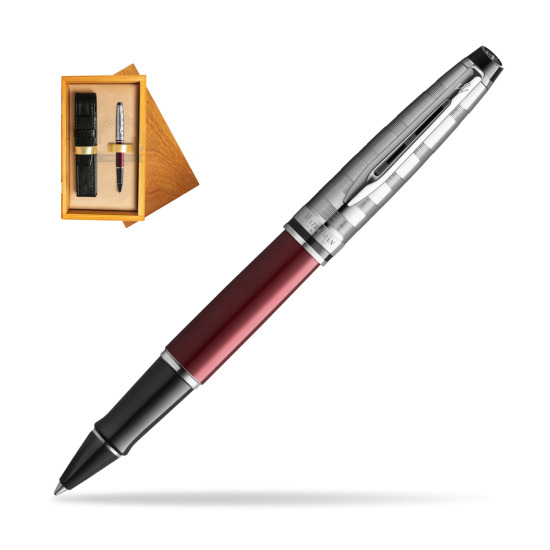 Waterman Expert DeLuxe Dark Red RollerPenna a Sfera in single wooden box Honey Single Ecru