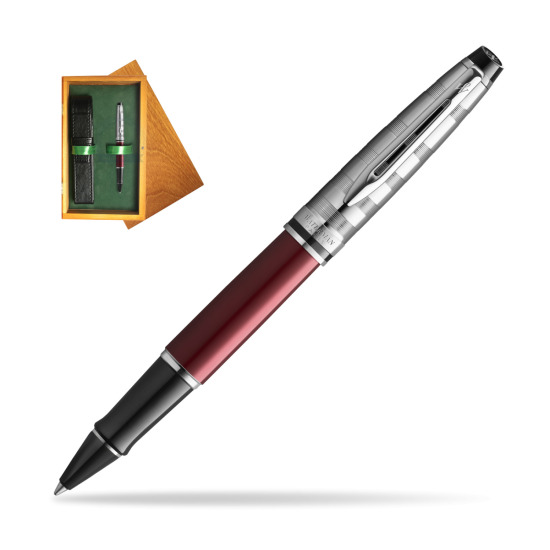 Waterman Expert DeLuxe Dark Red RollerPenna a Sfera in single wooden box Honey Single Green