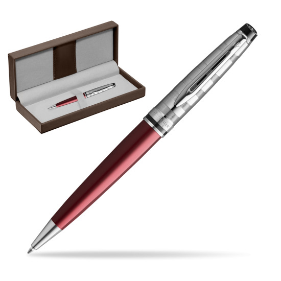 Waterman Ballpoint Expert DeLuxe Dark Red CT in the brown leather box