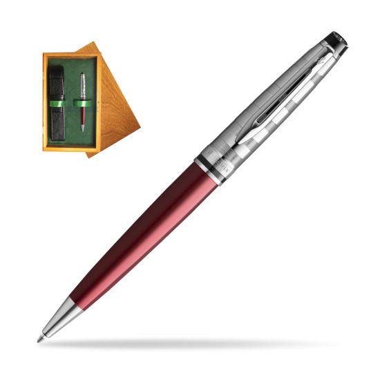 Waterman Ballpoint Expert DeLuxe Dark Red CT in single wooden box Honey Single Green