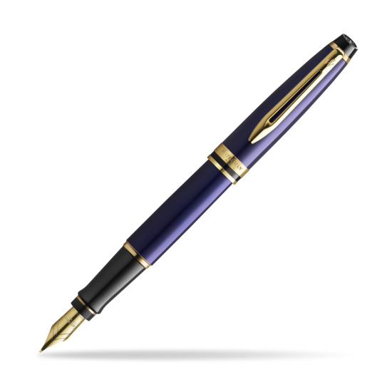 Waterman Penna Stilografica Expert Navy Blue GT Gold Nib 18k
