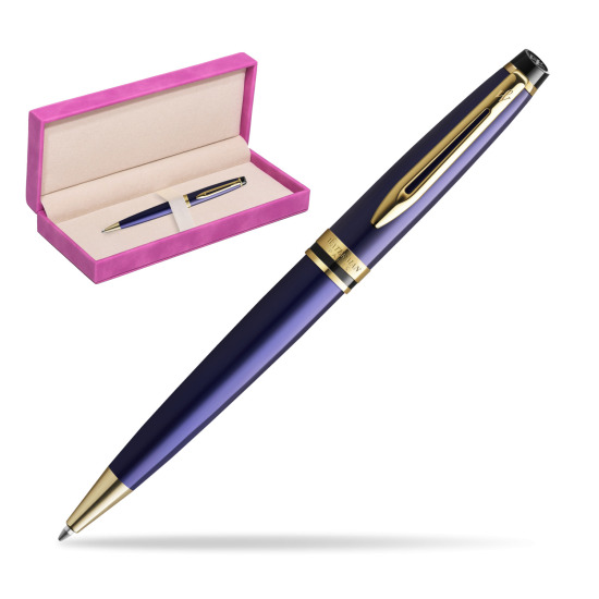 Waterman Penna a Sfera Expert Navy Blue GT in suede box fuchsia
