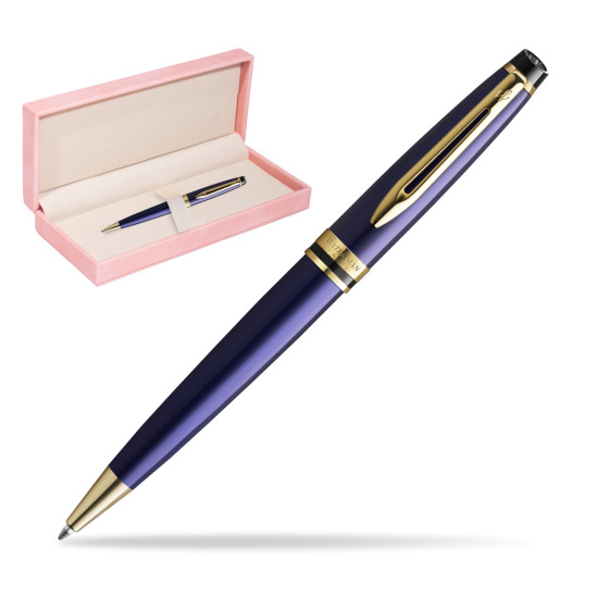 Waterman Penna a Sfera Expert Navy Blue GT in suede box pink