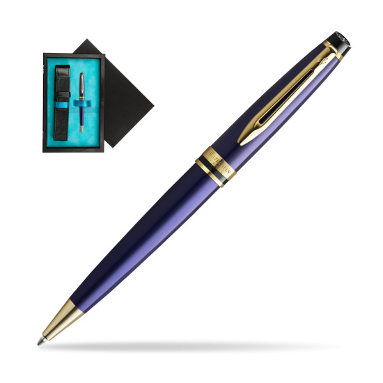 Waterman Penna a Sfera Expert Navy Blue GT in single wooden box Black Single Turquoise