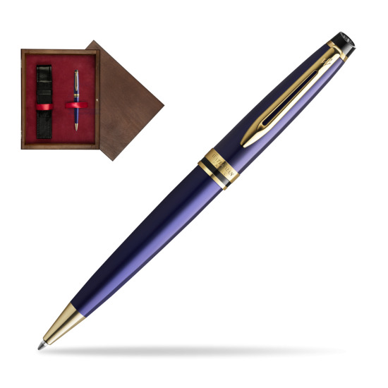 Waterman Penna a Sfera Expert Navy Blue GT in single wooden box Wenge Single Maroon
