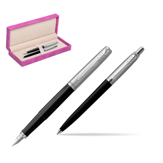 Parker Jotter Originals Black CT Pen Penna Stilografica + Penna Pen in a Gift Box in suede box fuchsia