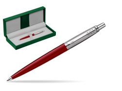 Parker Jotter Original Red Ballpoint Pen in the green leather box