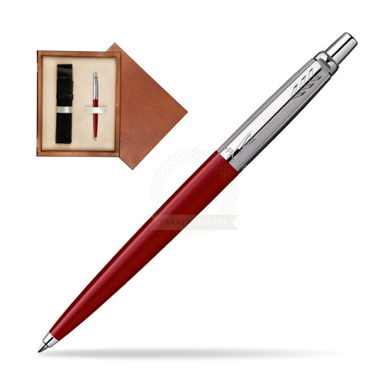 Parker Jotter Original Red Penna a Sfera in single wooden box Mahogany Single Ecru