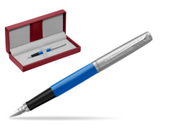 Parker Jotter Originals Blue Fountain Pen in the red leather box