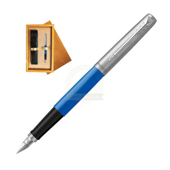 Parker Jotter Originals Blue Fountain Pen in single wooden box Honey Single Ecru