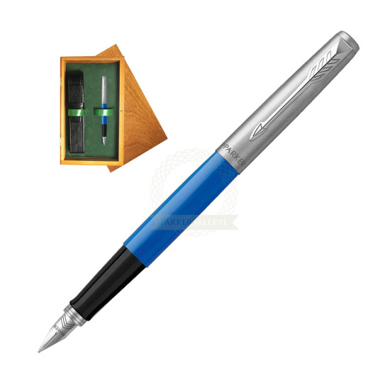 Parker Jotter Originals Blue Fountain Pen in single wooden box Honey Single Green