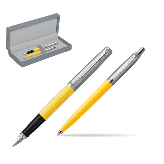 Parker Jotter Originals Yellow CT Pen Penna Stilografica + Penna Pen in a Gift Box in suede box grey