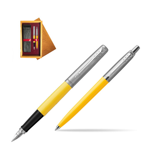Parker Jotter Originals Yellow CT Pen Penna Stilografica + Penna Pen in a Gift Box in double wooden box Honey Double Maroon