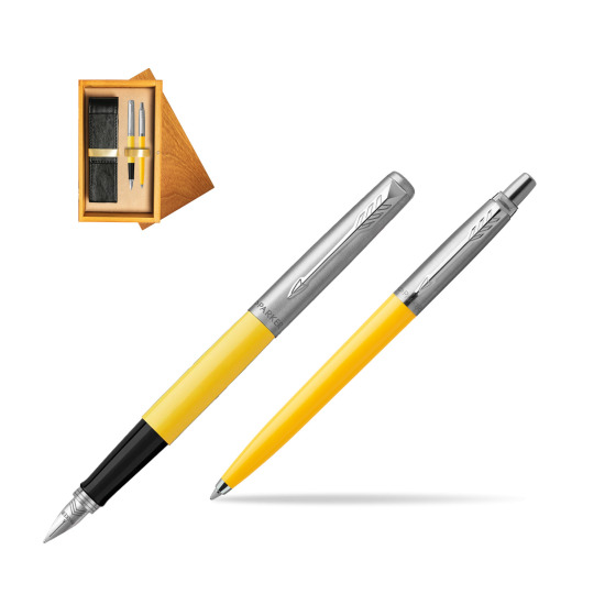 Parker Jotter Originals Yellow CT Pen Penna Stilografica + Penna Pen in a Gift Box in double wooden box Honey Double Ecru
