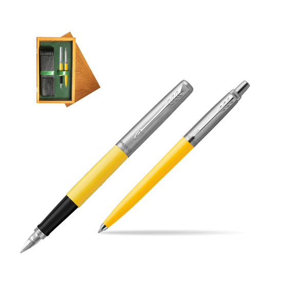 Parker Jotter Originals Yellow CT Pen Penna Stilografica + Penna Pen in a Gift Box in double wooden box Honey Green