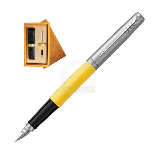Parker Jotter Originals Yellow Fountain Pen in single wooden box Honey Single Ecru