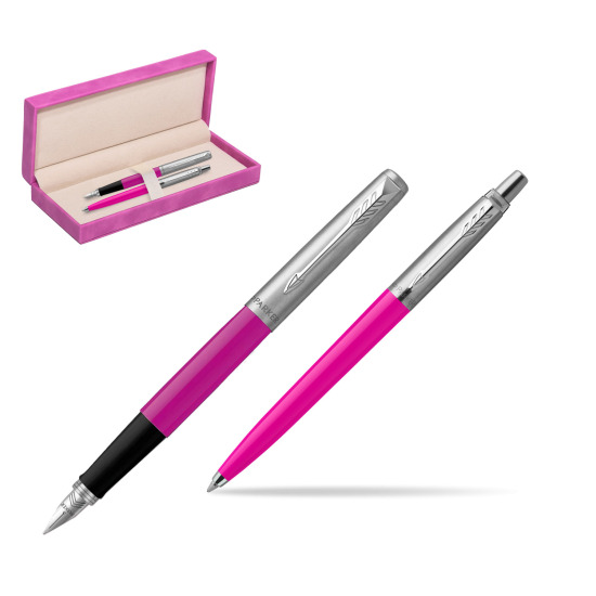 Parker Jotter Originals Magenta CT Pen Penna Stilografica + Penna Pen in a Gift Box in suede box fuchsia