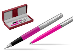 Parker Jotter Originals Magenta CT Stylo-plume + Stylo-bille in a Gift Box in the red leather box