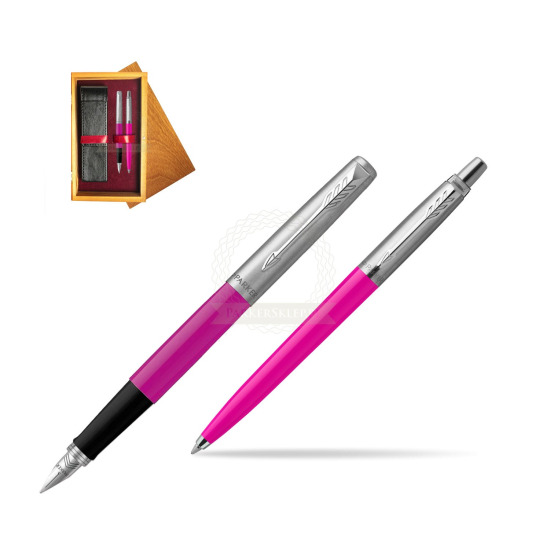 Parker Jotter Originals Magenta CT Pen Penna Stilografica + Penna Pen in a Gift Box in double wooden box Honey Double Maroon