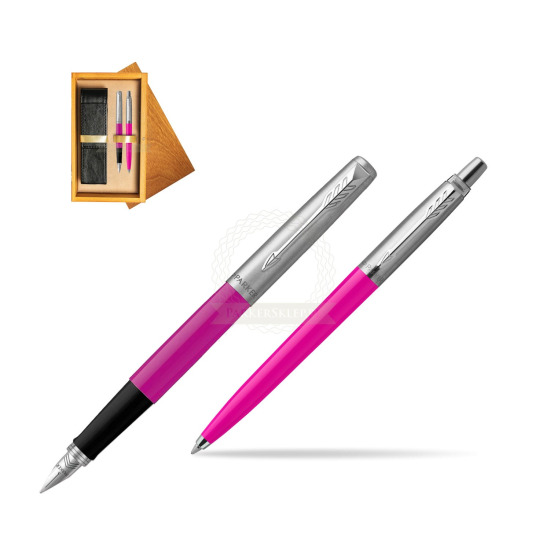 Parker Jotter Originals Magenta CT Pen Penna Stilografica + Penna Pen in a Gift Box in double wooden box Honey Double Ecru