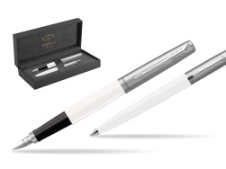 Parker Jotter Originals White CT Fountain Pen + Ballpoint Pen in a Gift Box in original Parker Prestige box