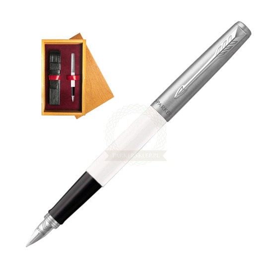 Parker Jotter Originals White Fountain Pen in single wooden box Honey Single Maroon