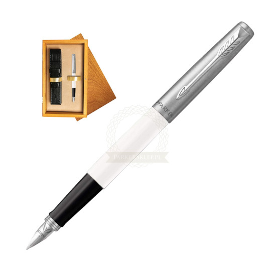 Parker Jotter Originals White Fountain Pen in single wooden box Honey Single Ecru