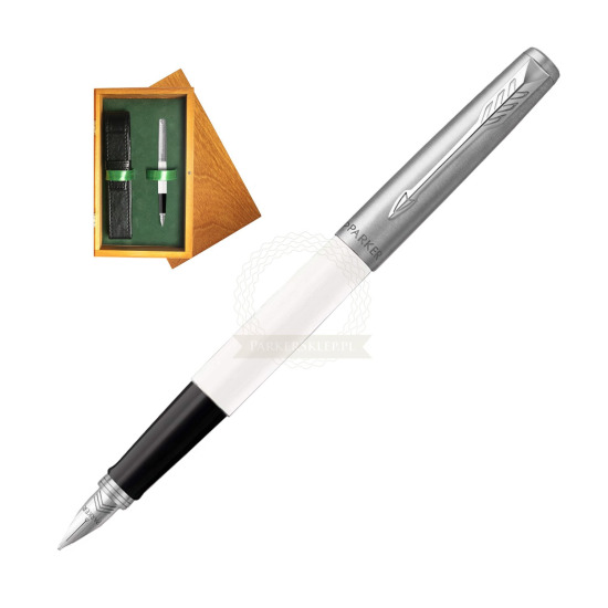 Parker Jotter Originals White Fountain Pen in single wooden box Honey Single Green