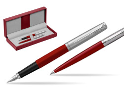 Parker Jotter Originals Red CT Stylo-plume + Stylo-bille in a Gift Box in the red leather box