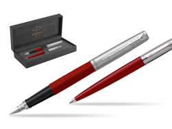 Parker Jotter Originals Red CT Fountain Pen + Ballpoint Pen in a Gift Box in original Parker Prestige box
