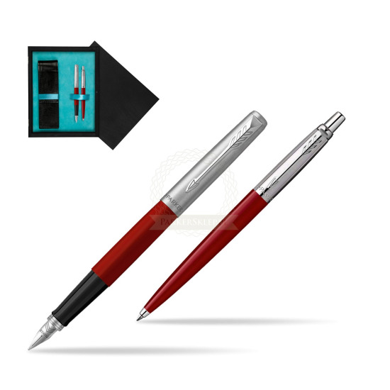 Parker Jotter Originals Red CT Fountain Pen + Ballpoint Pen in a Gift Box in double wooden box Black Double Turquoise