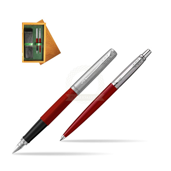 Parker Jotter Originals Red CT Fountain Pen + Ballpoint Pen in a Gift Box in double wooden box Honey Green