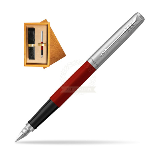 Parker Jotter Originals Red Fountain Pen in single wooden box Honey Single Ecru