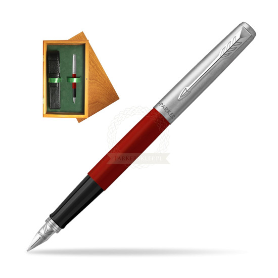 Parker Jotter Originals Red Fountain Pen in single wooden box Honey Single Green