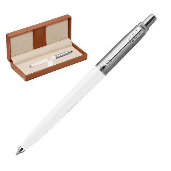 Parker Jotter Originals White Ballpoint Pen  in classic box brown