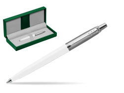 Parker Jotter Originals White Ballpoint Pen in the green leather box