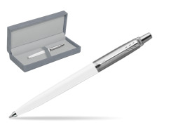 Parker Jotter Originals White Ballpoint Pen in suede box grey