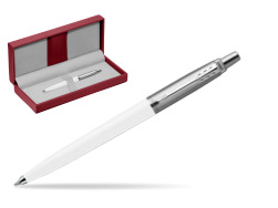 Parker Jotter Originals White Ballpoint Pen in the red leather box