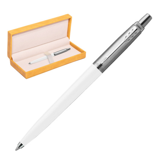 Parker Jotter Originals White Ballpoint Pen in suede box yellow