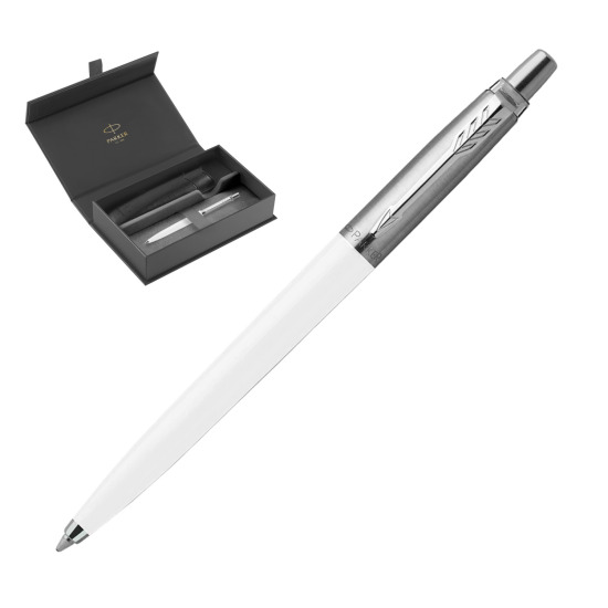 Parker Jotter Originals White Ballpoint Pen in original Parker box, slide-out case