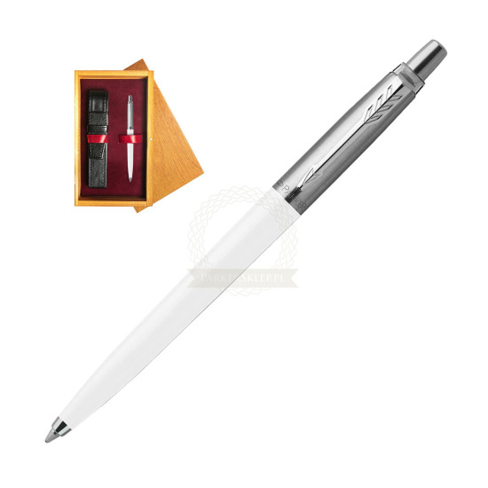 Parker Jotter Originals White Ballpoint Pen in single wooden box Honey Single Maroon