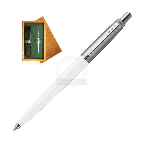 Parker Jotter Originals White Ballpoint Pen in single wooden box Honey Single Green