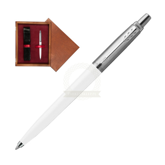 Parker Jotter Originals White Ballpoint Pen in single wooden box Mahogany Single Maroon