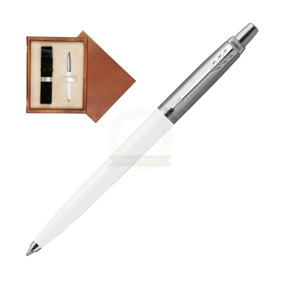 Parker Jotter Originals White Ballpoint Pen in single wooden box Mahogany Single Ecru
