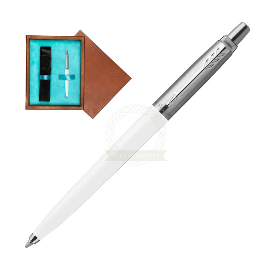 Parker Jotter Originals White Ballpoint Pen in single wooden box Mahogany Single Turquoise 