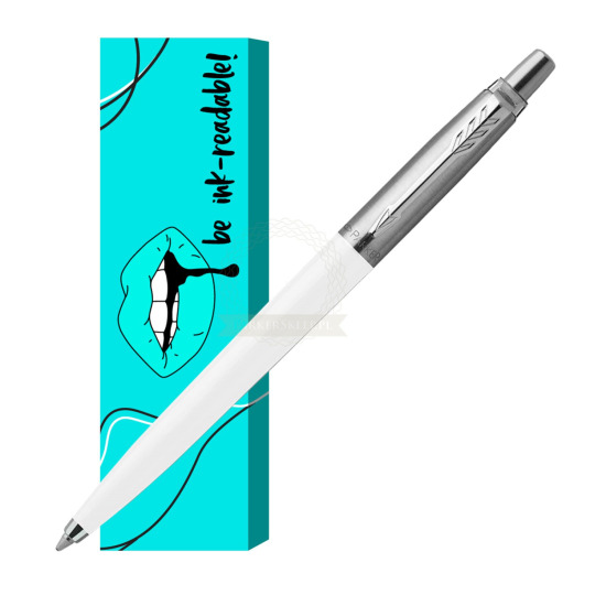 Parker Jotter Originals White Ballpoint Pen in cover Ink-readable